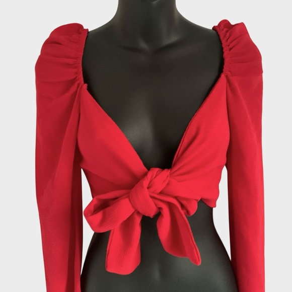 NWT PrettyLittleThing Tie Front Crop Top - Picture 5 of 11